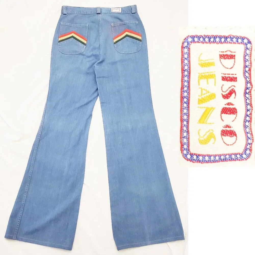 Vintage 1970’s Women's Wide Leg Bell Bottom Jean by Disco Jeans 33” Waist